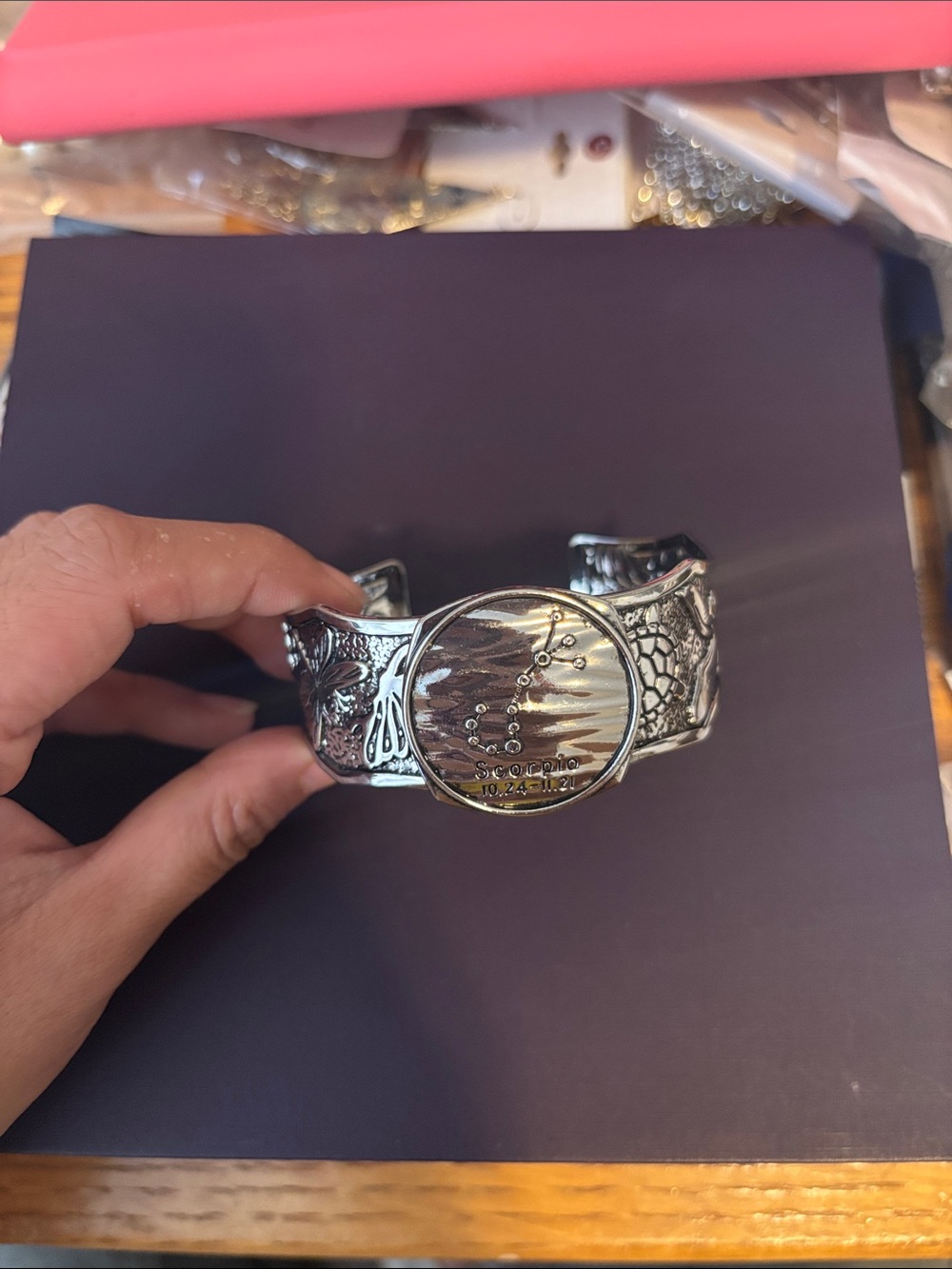 Silver Tone Constellation Cuff Bracelet